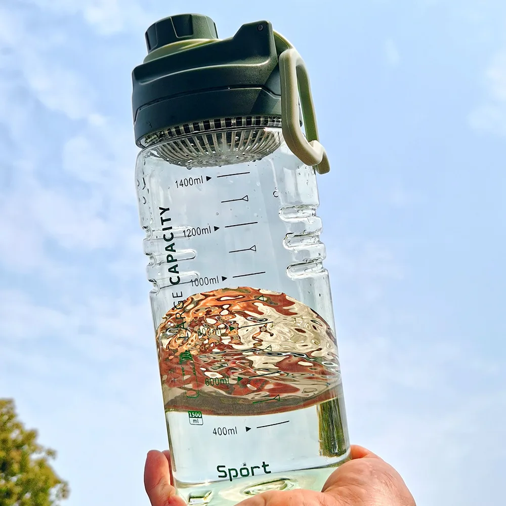 

2023 Transparent Plastic Cup with Scale Water Bottle Portable Travel Cup 1.5L Large Capacity Sports WaterBottle Direct Drinking