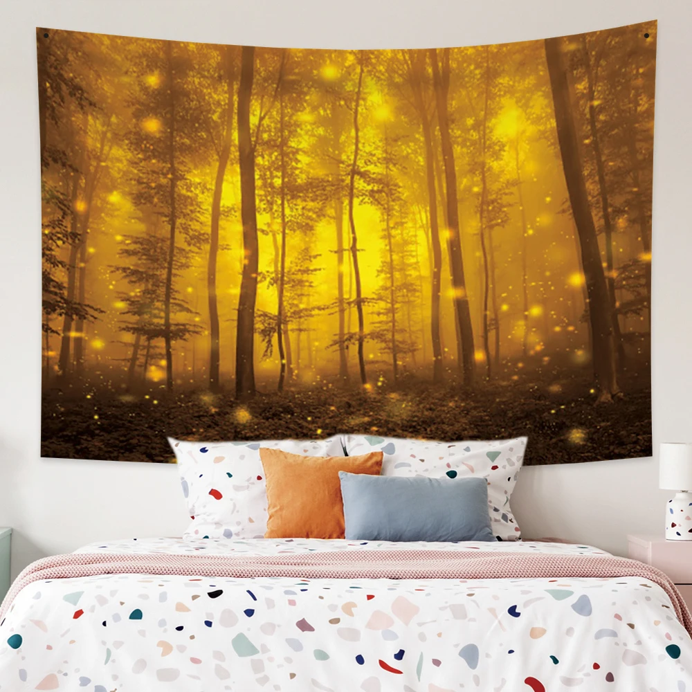 

Misty Forest Dusk Tree Printed Large Wall Tapestry Cheap Hippie Wall Hanging Bohemian Wall Tapestries Mandala Wall Art Decor