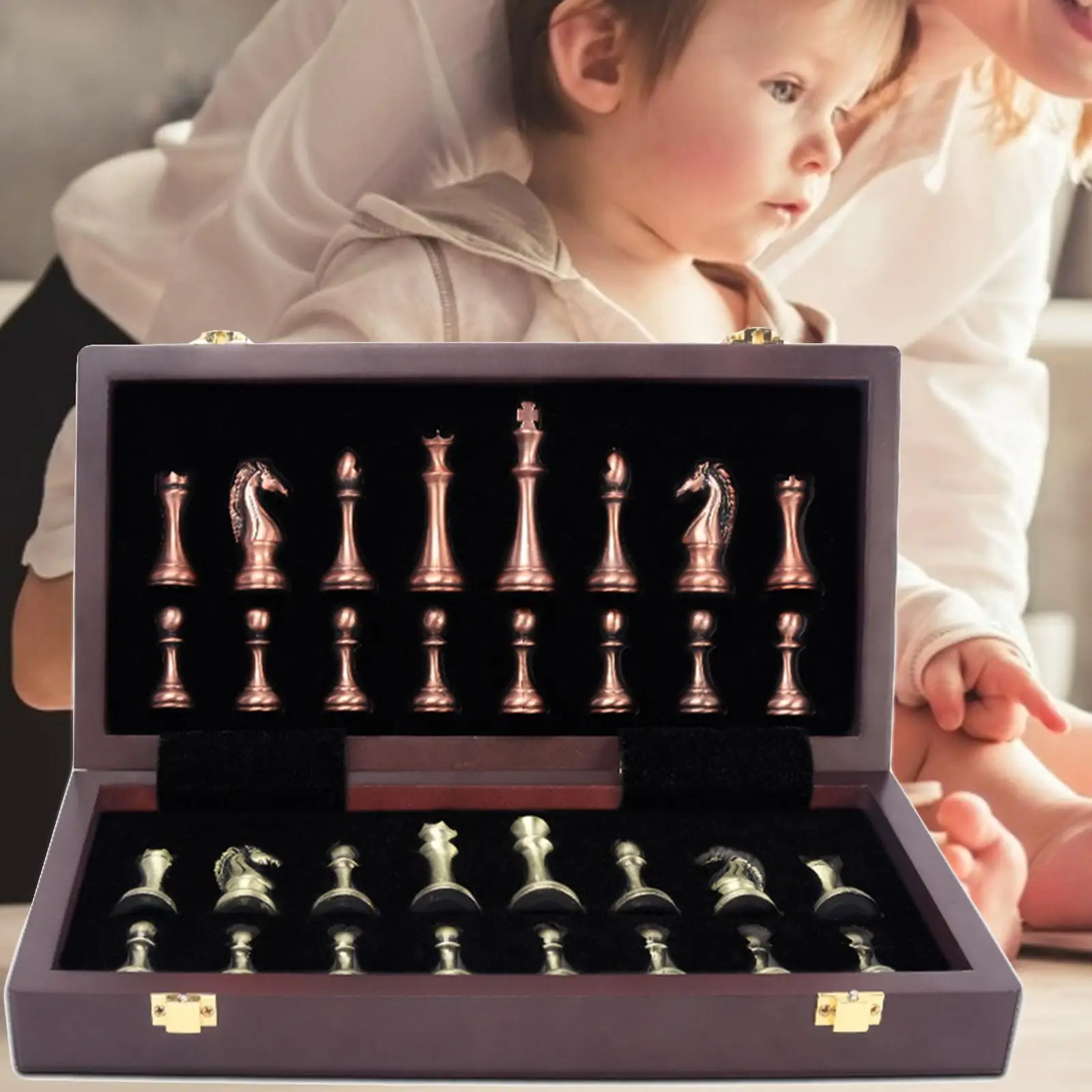 

Metal Chess Set Standard Chessboard Queens for Kids Beginners