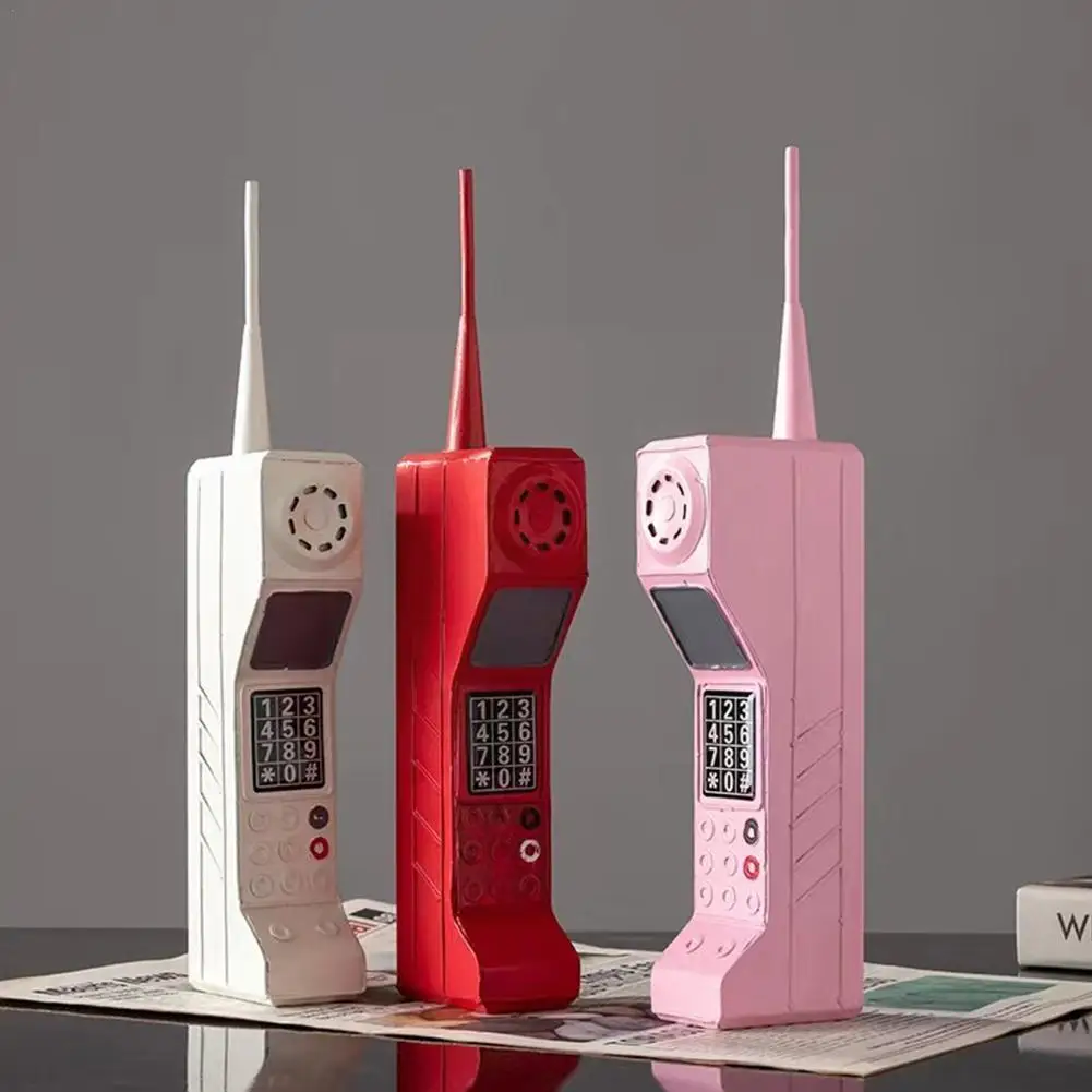 

Bar Retro Telephone Model Crafts Ornaments Coffee Shop Home Brick Phone Decoration Photography Cell Props Classic Metal Vin K0V8