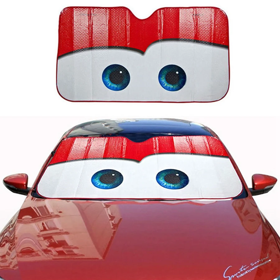 

6 Colors Car Cartoon Front Eye Creative Suction Cup Curtain Car Window Windscreen Cover Sun Shade Auto Sun Visor Car-covers