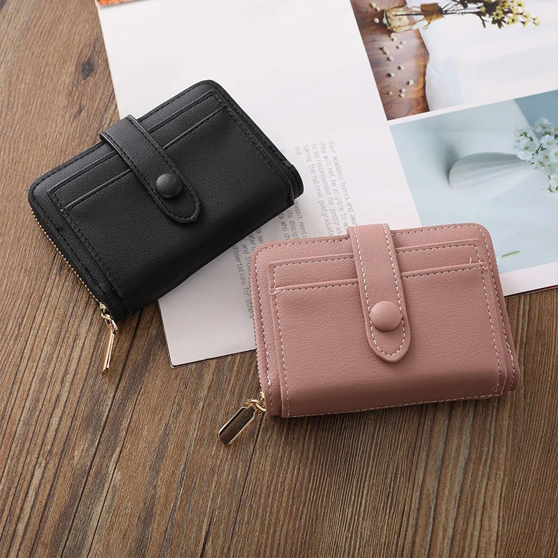 

Women Wallets PU Leather Female Purse Mini Hasp Solid Multi-Cards Holder Coin Short Wallets Slim Small Wallet Zipper Hasp