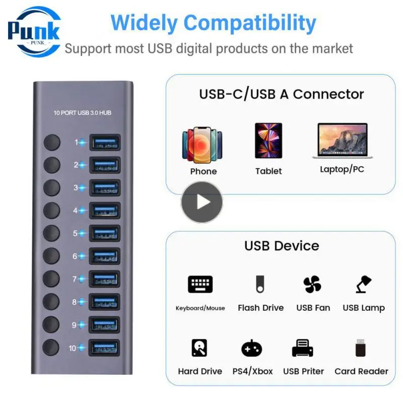 

Portable Usb Splitter Usb Adapter Data Transfe Usb Multiport Hub Multiple Expander Data Transfer Multi-port Usb3.0 Hub