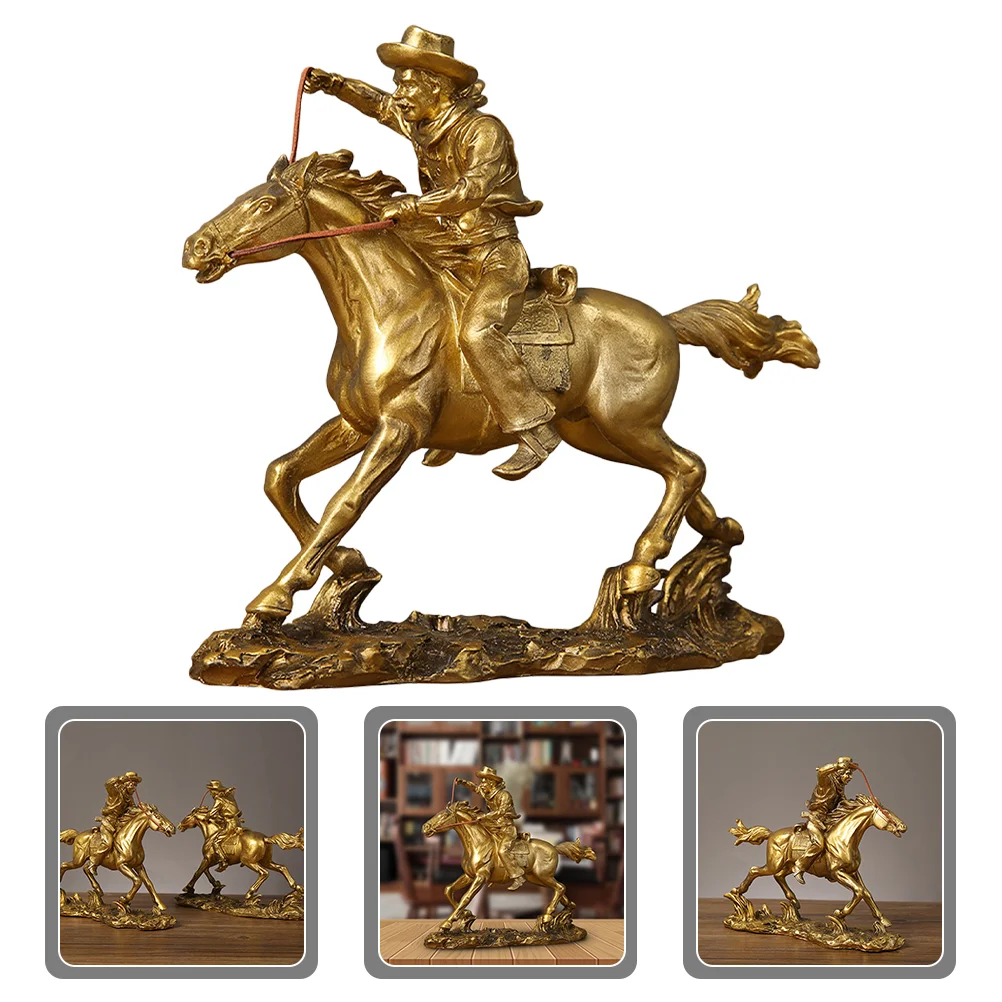 

Horse Statue Model Sculpture Figure Resin Figurine Animal Ornament Decoration Cowboy Riding Farm Shui Feng Walking Running