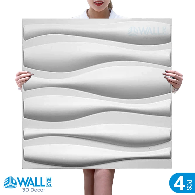 4 шт. 50 см Декоративная 3D стеновая панель волна с дизайном алмаза, несамоклеящаяся каменная наклейка для стены гостиной, водонепроницаемая бумага.