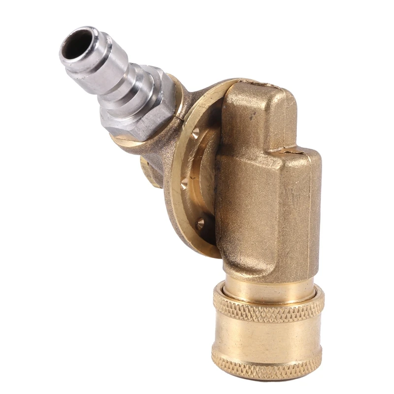 Pivoting Coupler for Pressure Washer Nozzle, Gutter Cleaner Attachment for Gutter Cleaning, 240 Degree, 4500 Psi, 1/4 Inch Quick