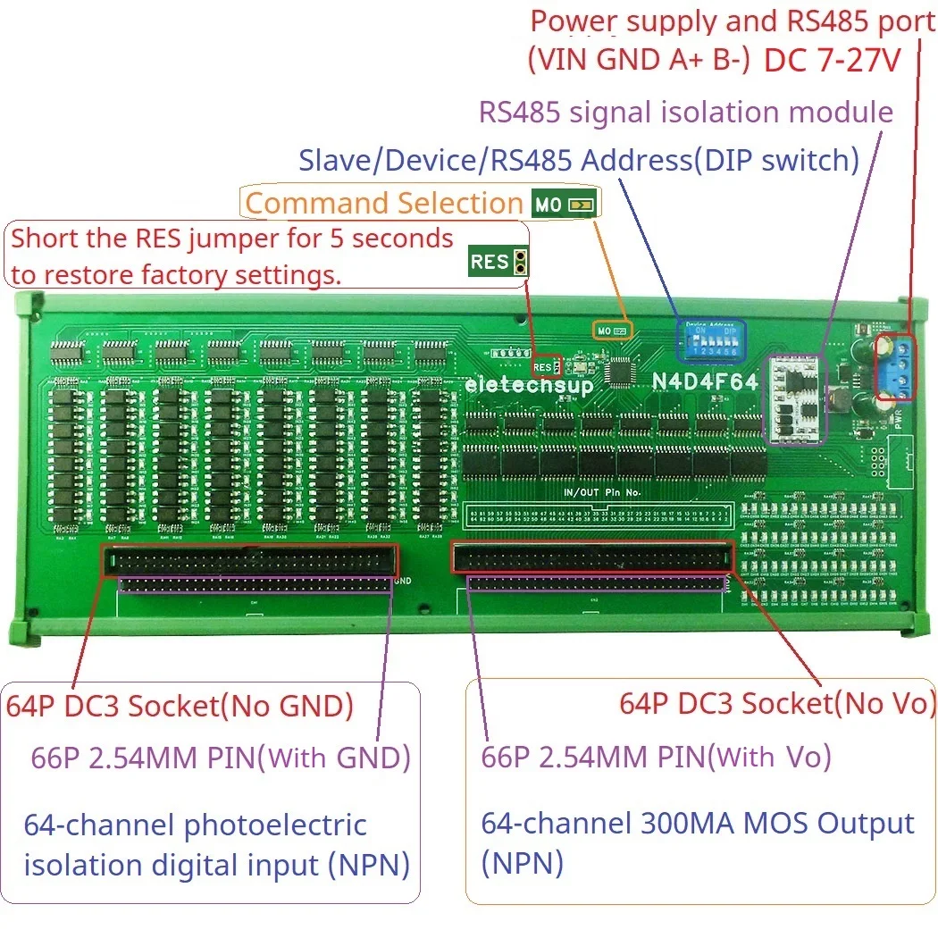 Многофункциональный модуль Modbus DI-DO постоянного тока 7-27 В 64 канала изолирующий