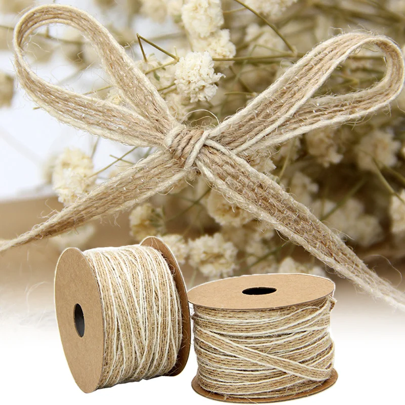 

10M/roll Retro Jute Linen Hemp Ribbon Lace Wedding Party Christmas Decoration DIY Craft Gift Ribbon Packaging Wrapping