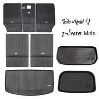 For Tesla Model Y 7-Seater 2021 2022 TPE Trunk Mat & Seats Anti-Kick Protector Cargo Liners Car Boot Frunk Lower Compartment Mat