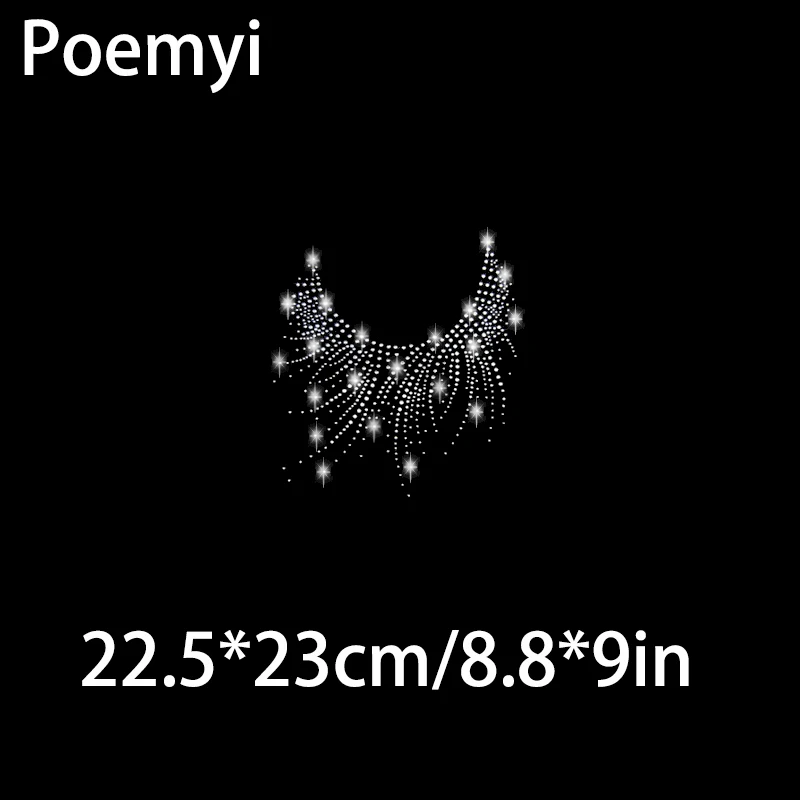 

Poemyi Shiny Hotfix Rhinestones Motif Heat Transfer Iron on Patch Garment Accesspries Patch for Women Dress Neckline Pattern