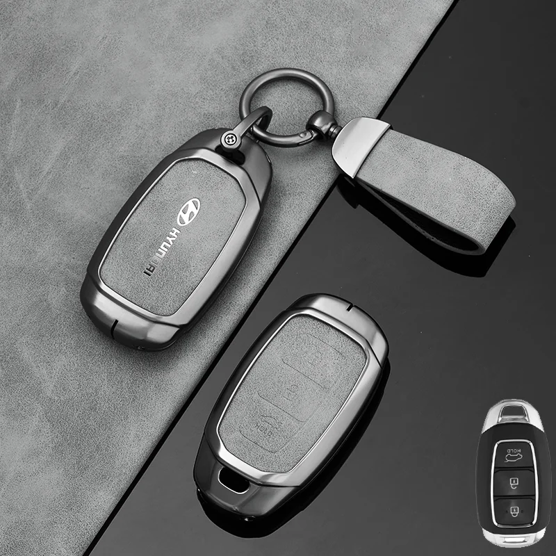 Кожаный чехол для ключей от автомобиля брелок Hyundai Santa Fe TM 2018 I30 2019 Solaris Azera Elantra Accent