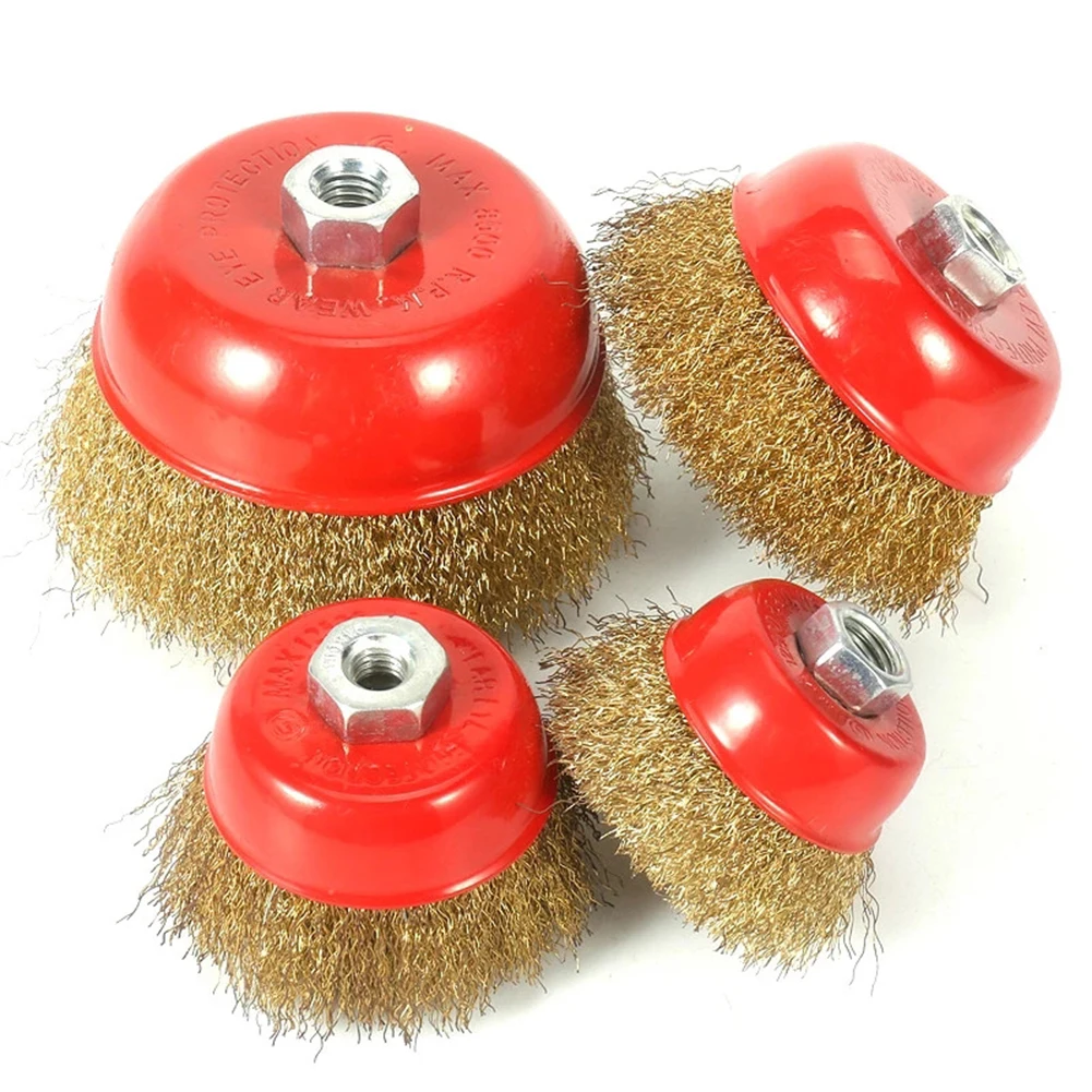 

M14/M10 Remove Rust Brush Rotary Brass Steel Wire Brush Crimp Cup Wheel Angle Grinder Hand Tool 65/75mm Steel Wire Sisal Brush
