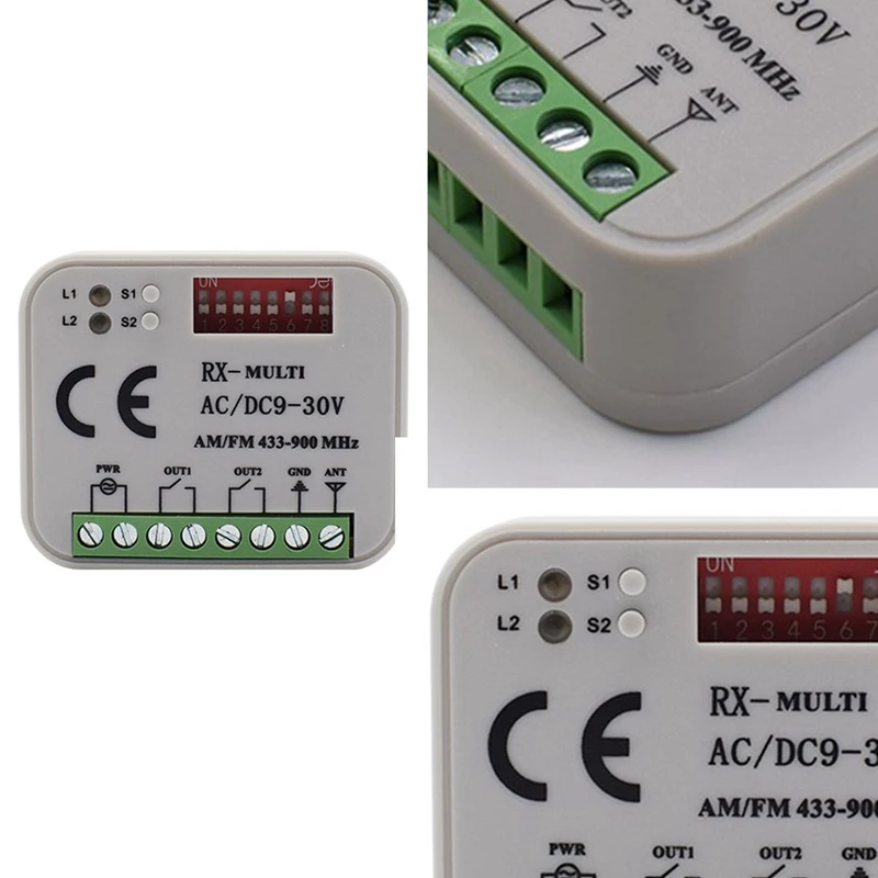 

Remote Control Switch Receiver 433Mhz 868Mhz 390 Mhz RX Multi-Receiver AC/DC 9-30V 300-868Mhz Garage Door Receiver