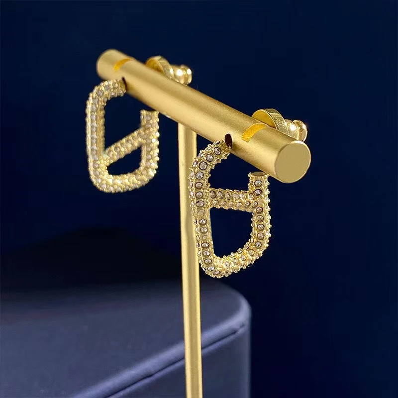 2023 New Fashion High Quality Letter Style Rhinestone Decoration 925 Women's Silver Earrings