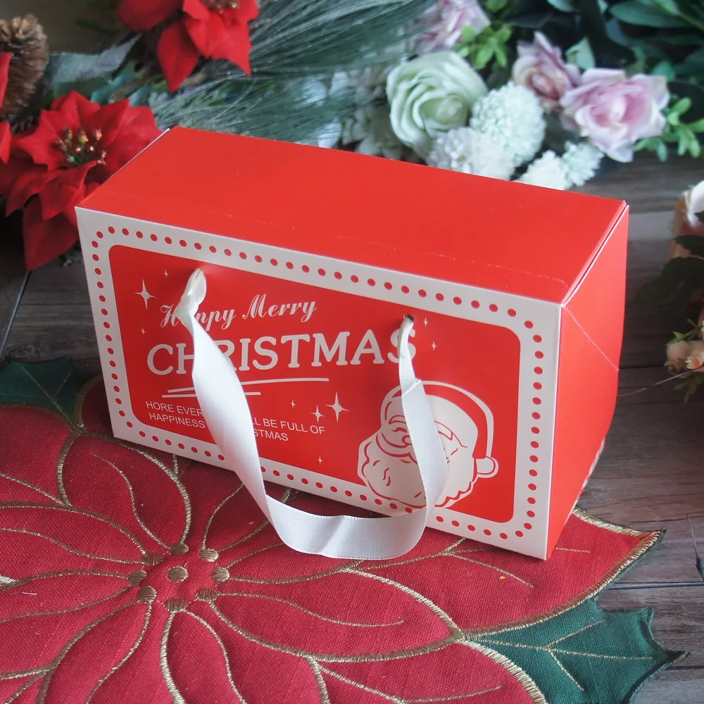 Рождественский красный чемодан с Санта-Клаусом 10 шт. бумажная коробка ручкой