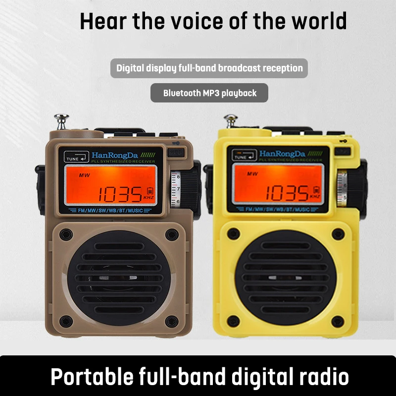 

Обновленный портативный Радиоприемник с полным диапазоном FM/MW/SW/WB, Bluetooth, динамик, телефон с поддержкой будильника и блокировки