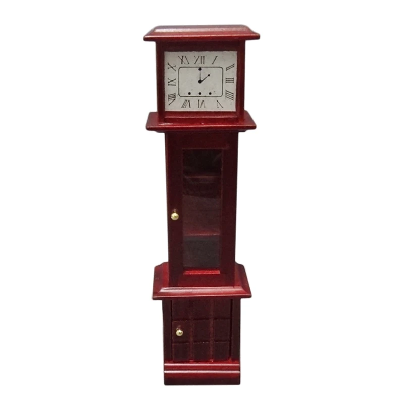 

1/12 Scale Dolls House Miniatures Floor Clock Pretend Play Simulation Furniture Toys For 1/12 Doll House Decor