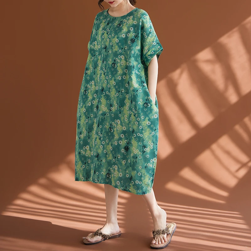 Женское летнее платье Wenaiyi из хлопка и льна