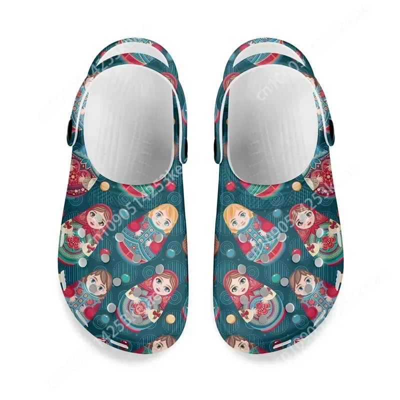 Сандалии Da Uomo Scarpe Estive Con Foro Antiscivolo Zoccoli Motivo Matryoshka Ciabatte Piatte Spiaggia D