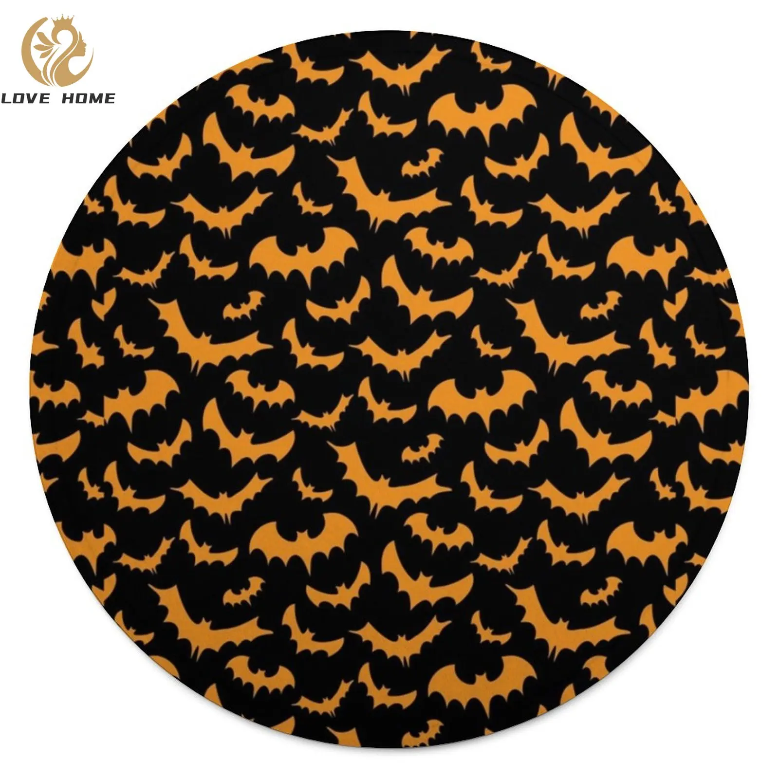 

Оранжевое одеяло с принтом летучих мышей, забавное супермягкое модное круглое покрывало на Хэллоуин, декоративное флисовое холодное одеяло