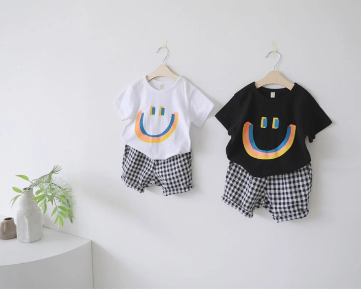 2 шт. детский летний костюм в клетку с шортами