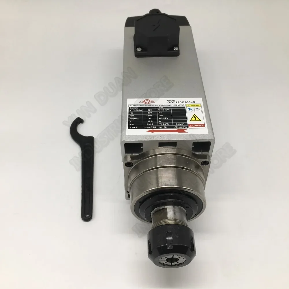Фото Changsheng 3PH 380V 6KW 8hp ER32 Двигатель шпинделя переменного тока Вентилятор с воздушным охлаждением 18000 об/мин для гравировального станка с ЧПУ Резьбовой фрезерный станок №1