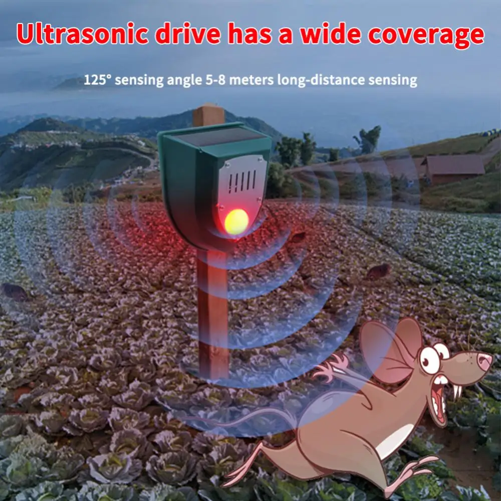 Уличный отпугиватель на солнечной батарее ультразвуковой крыс звуковая