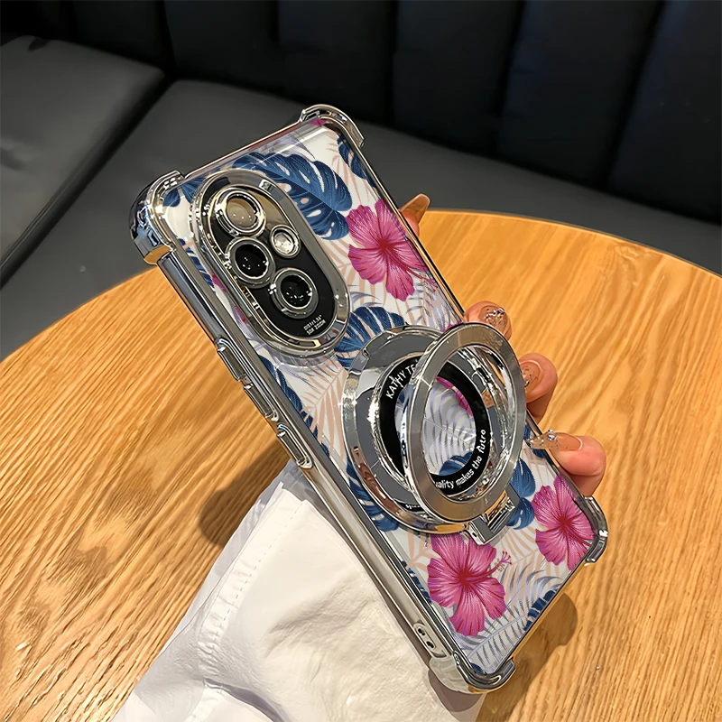 Фото Чехол для телефона OPPO A53 4G A18 A17 A53S A33 A5 A9 2020 A32 A31 A16 A16S A15 A15S с цветочным узором и подставкой, противоударный чехол №3