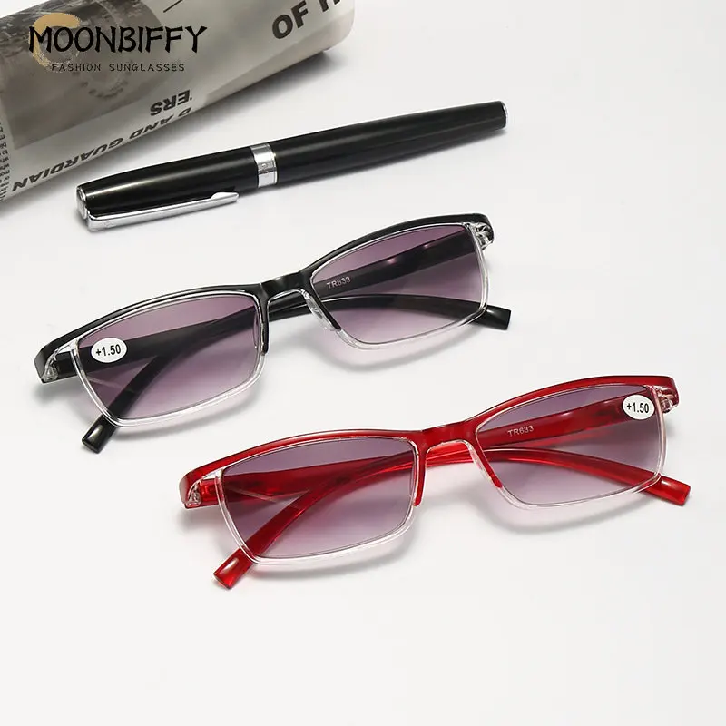 

2022 TR90 модные деловые градиентные цветные очки для чтения унисекс с тремя прозрачными линзами очки для чтения высококачественные очки для д...