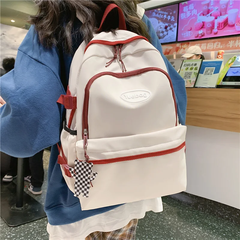 

EST New Solid Color Shoulders Girls School Backpack Female Waterproof Nylon Casual Large Book Bolsa Mochila Mujer Women Bags