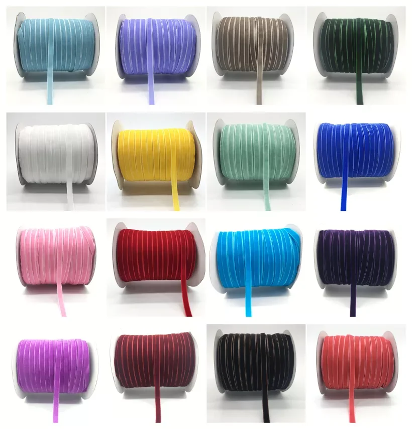 

5yards/lot 3/8" 10mm Soft Comfortable Velvet Ribbon Headband Clips Bow Wedding Christmas Decoration