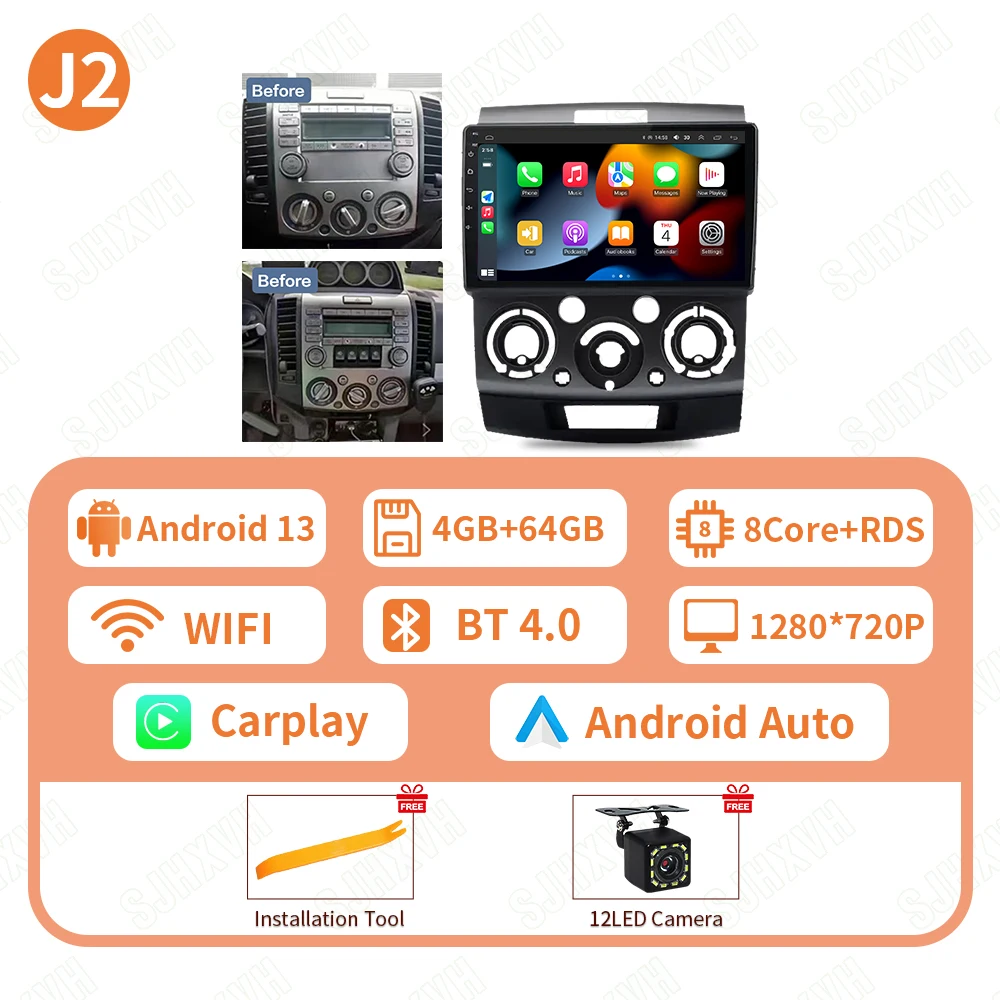 

9 "Android 16 автомобильное радио стерео Ford Everest Ranger для Mazda BT50 BT-50 2006-2011 мультимедийный плеер CanPlay авторадио головное устройство