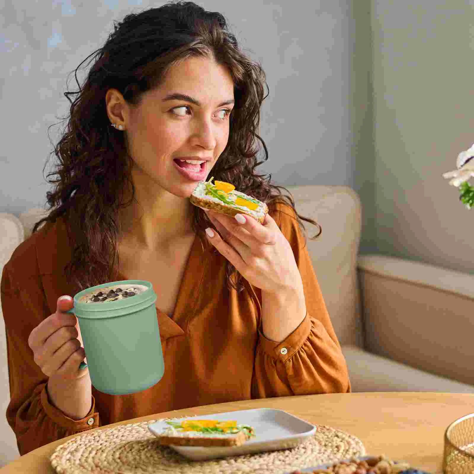 Kubek na płatki śniadaniowe Owiasy Kuchenka mikrofalowa Kubki kuchenkę mikrofalową owsiane z pokrywką Pojemnik mydło Pp Dziecko