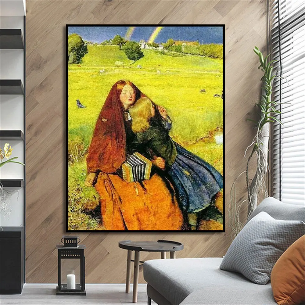 

John Everett Millais – The Blind Girl Famous Painting Vintage Poster Prints Canvas Wall Art Picture for Living Room Home Decor