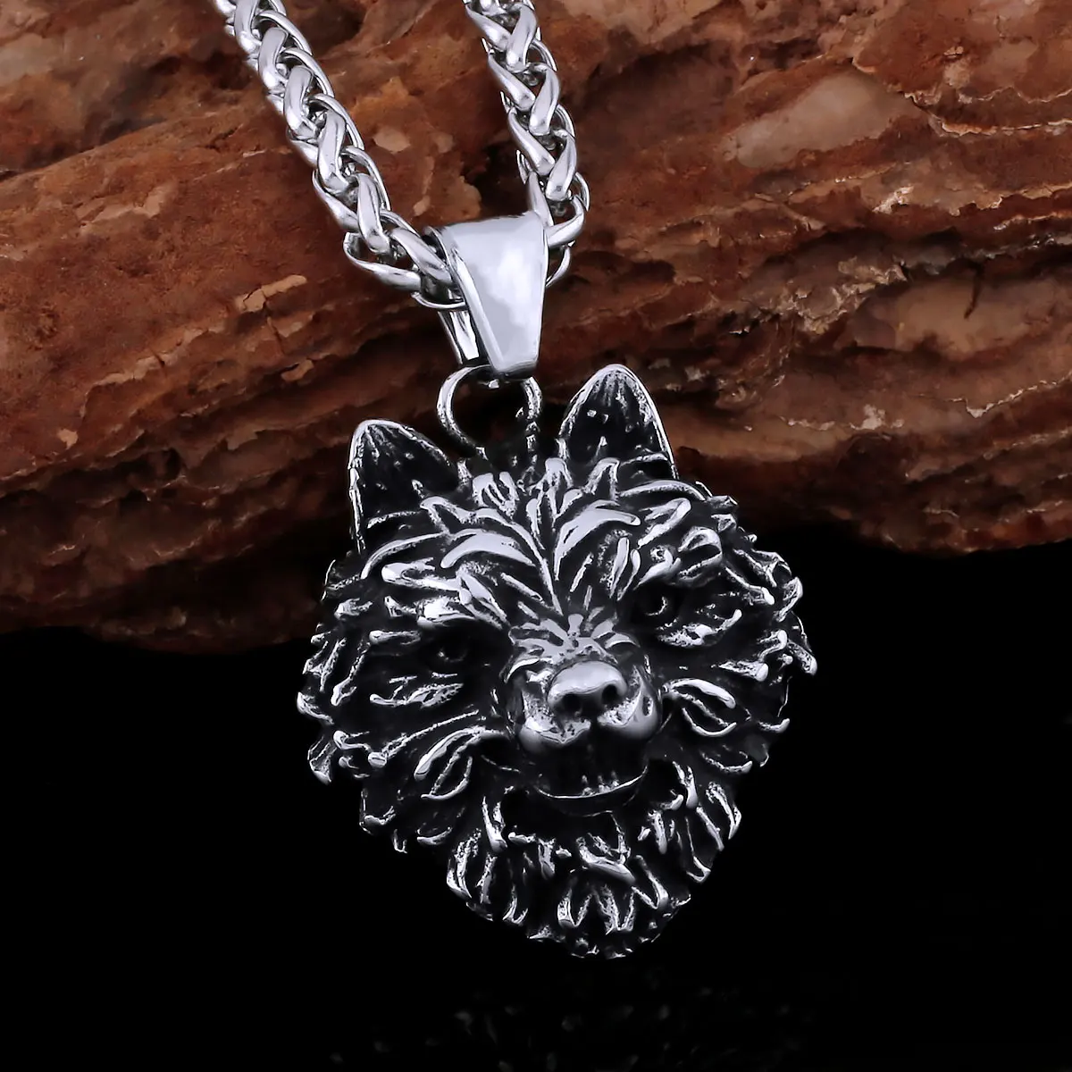 

Hip Hop Vintage Viking Animal Stainless Steel Wolf Head Necklace Nordic Odin Valknut Men's Amulet Pendant Punk Jewelry Free Mail