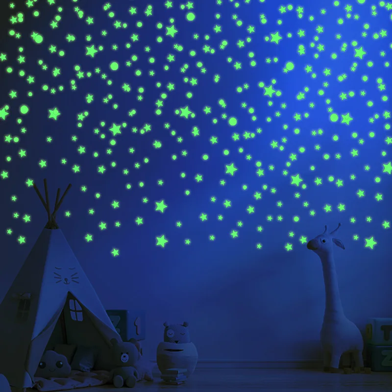 

202/211pcs Luminous Wall Stickers Kids Rooms Dots Stars Ceiling Wall Decals Glowing Stickers Wall Decals Glow In The Dark Decor