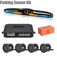 new led parking sensor system backlight parktronic monitor display kit backup detector assistant 4 probes
