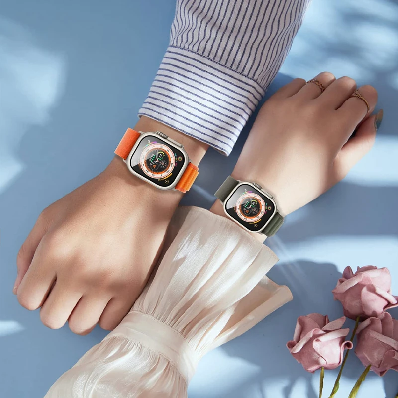 2 шт. защитная пленка для Apple Watch Ultra 49 мм с металлической рамкой и стеклом