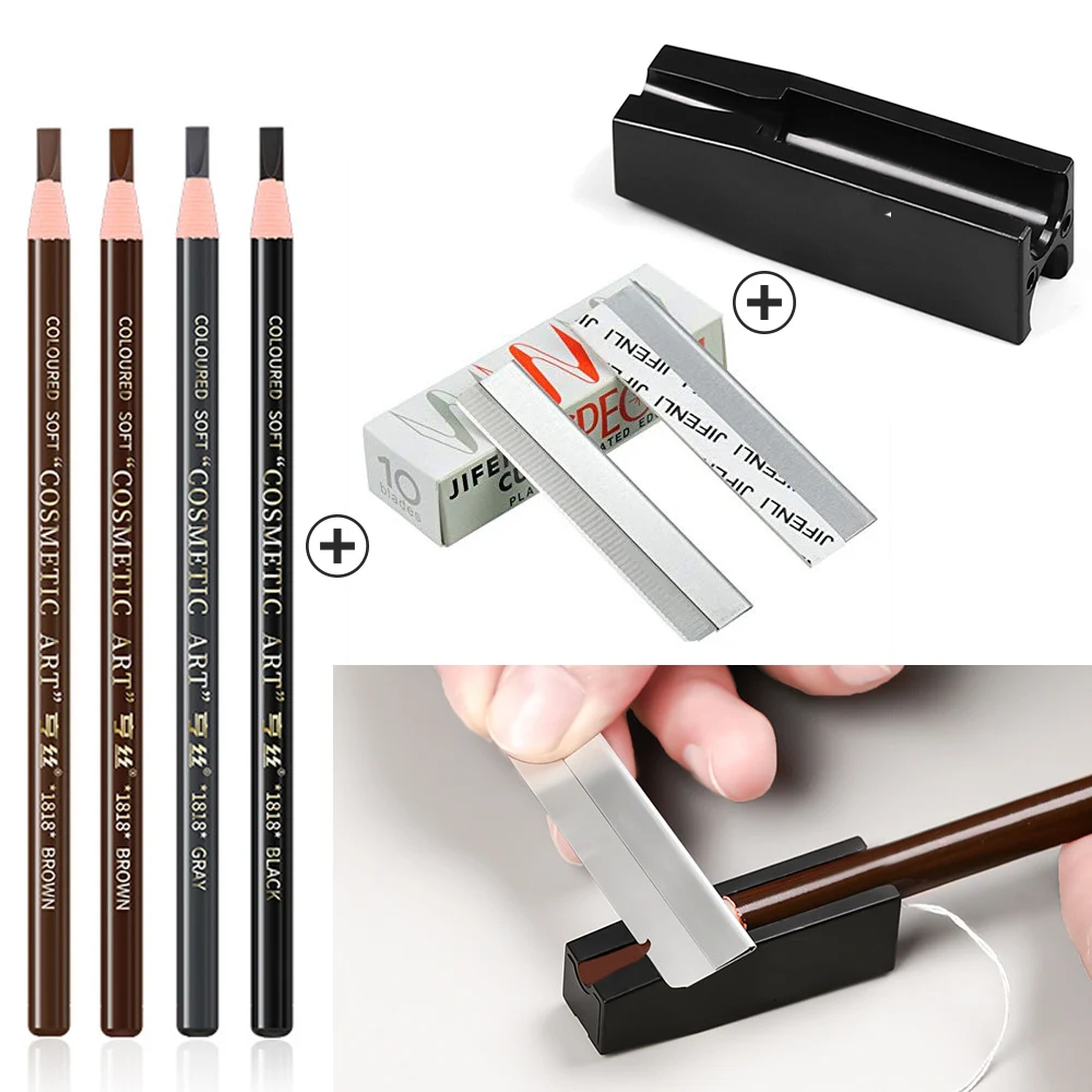 Sharpener With Pencil Trimmer Microblading Supplies Set Brow Sharpening Tip Thin Beauty Eyebrows Tattoo Supplies