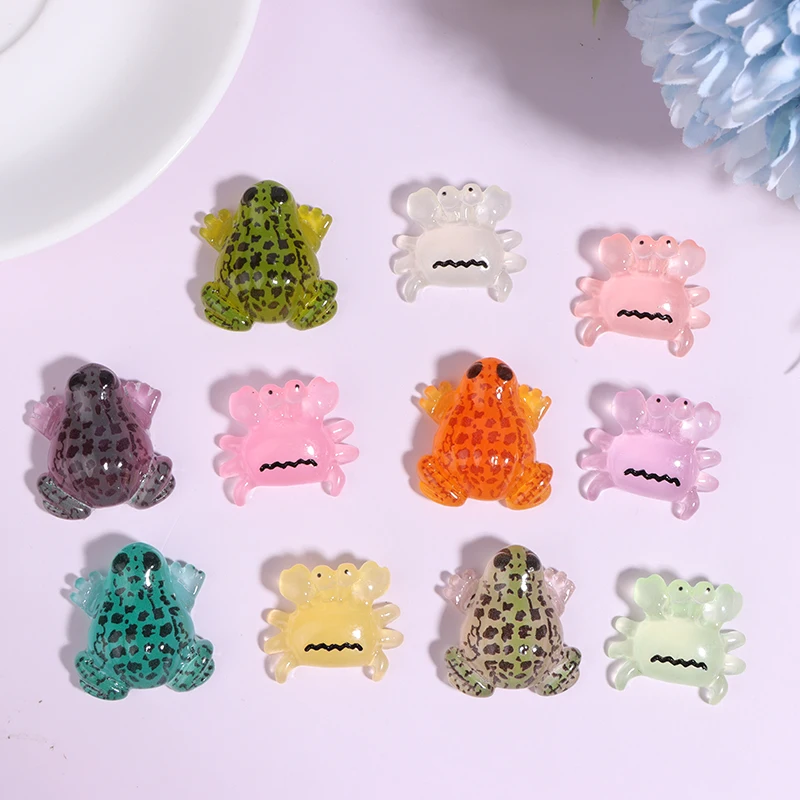1 шт. милые мультяшные светящиеся фигурки лягушек крабов миниатюрные животные из