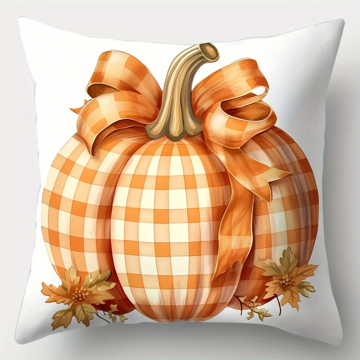 

Наволочка из полиэстера велюра с рисунком тыкв и листьев