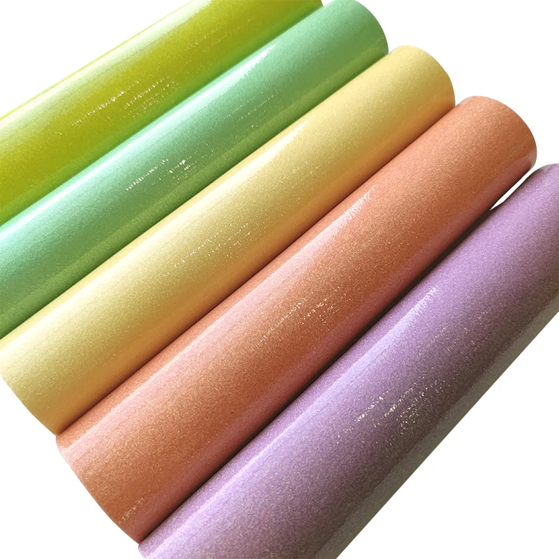 

Candy Color Mirror Smooth Surface Shiny Glitter PU Faux Leather Fabric Roll for Making Earring Bag Decoration Craft 46*135cm