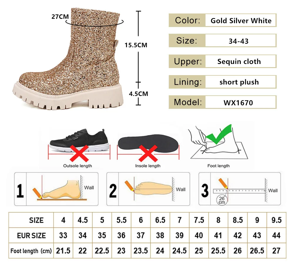 Women Chelsea Boots Shiny Sequined Cloth 2022 Autumn Winter Trend Thick-soled Women Ankle Boots All-match Marton Boots Ladies