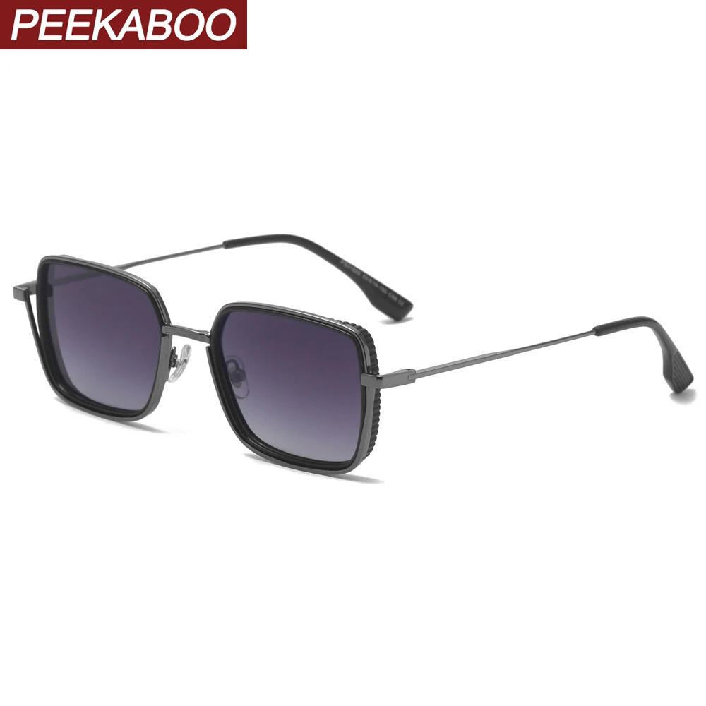 

Peekaboo retro style square sunglasses polarized uv400 small frame black metal driving male sun glasses for women unisex summer