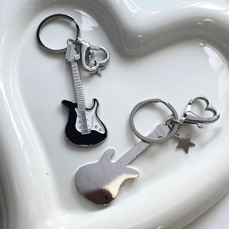 

Y2k Keychain with Guitar Heart and Cool Fashion Accessories Keyrings