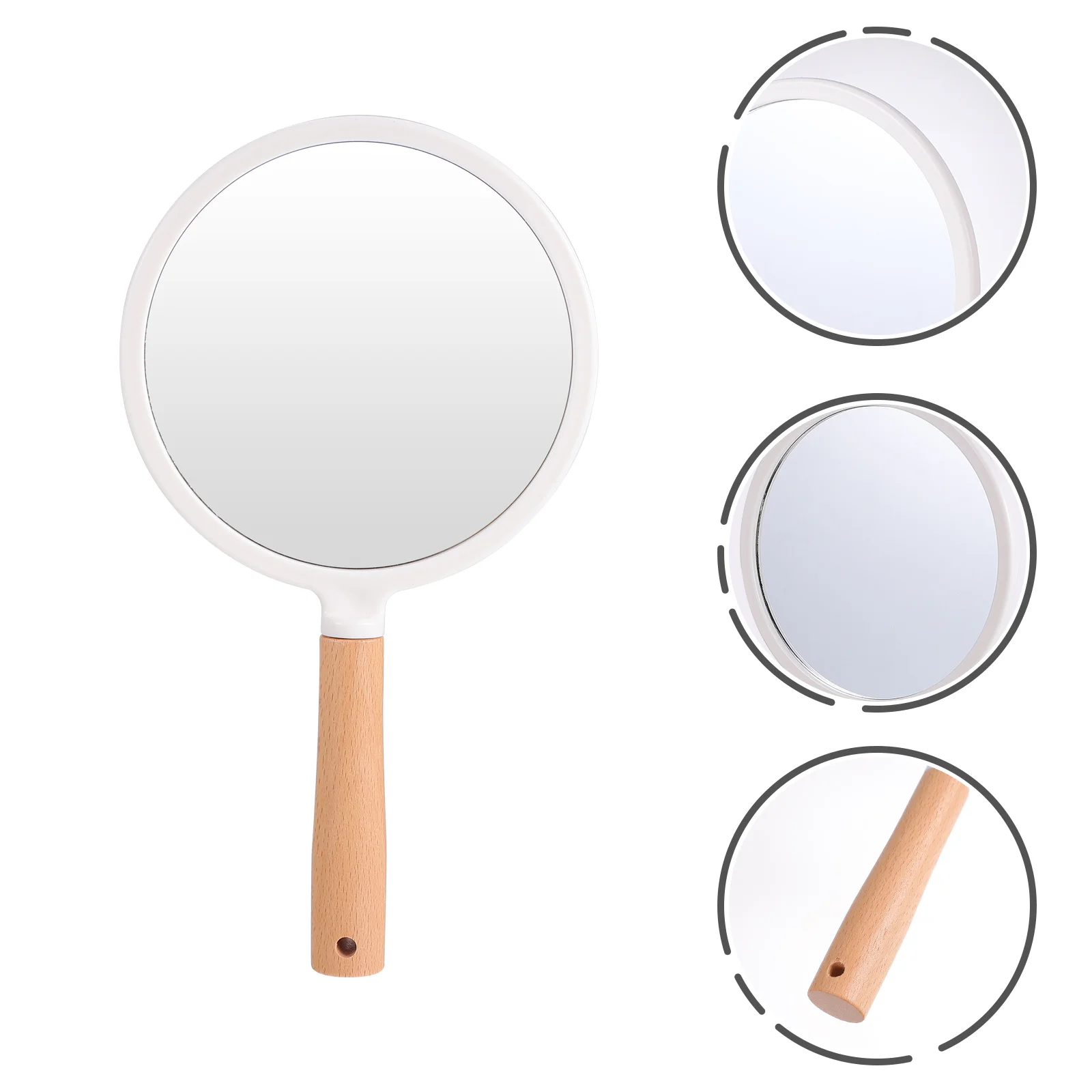 

Wood Handle Mirror Makeup Mirror Handheld Mirror Barber Mirror With