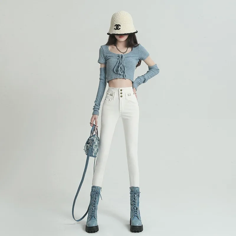 

GUUZYUVIZ Stretch Pencil Skinny Jeans Woman High Waist Casual