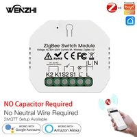 Mini Zigbee Light Switch Module Single Fire No Neutral Capacitor Timer Remote Control Smart Life Tuya Alexa Google Home 2MQTT