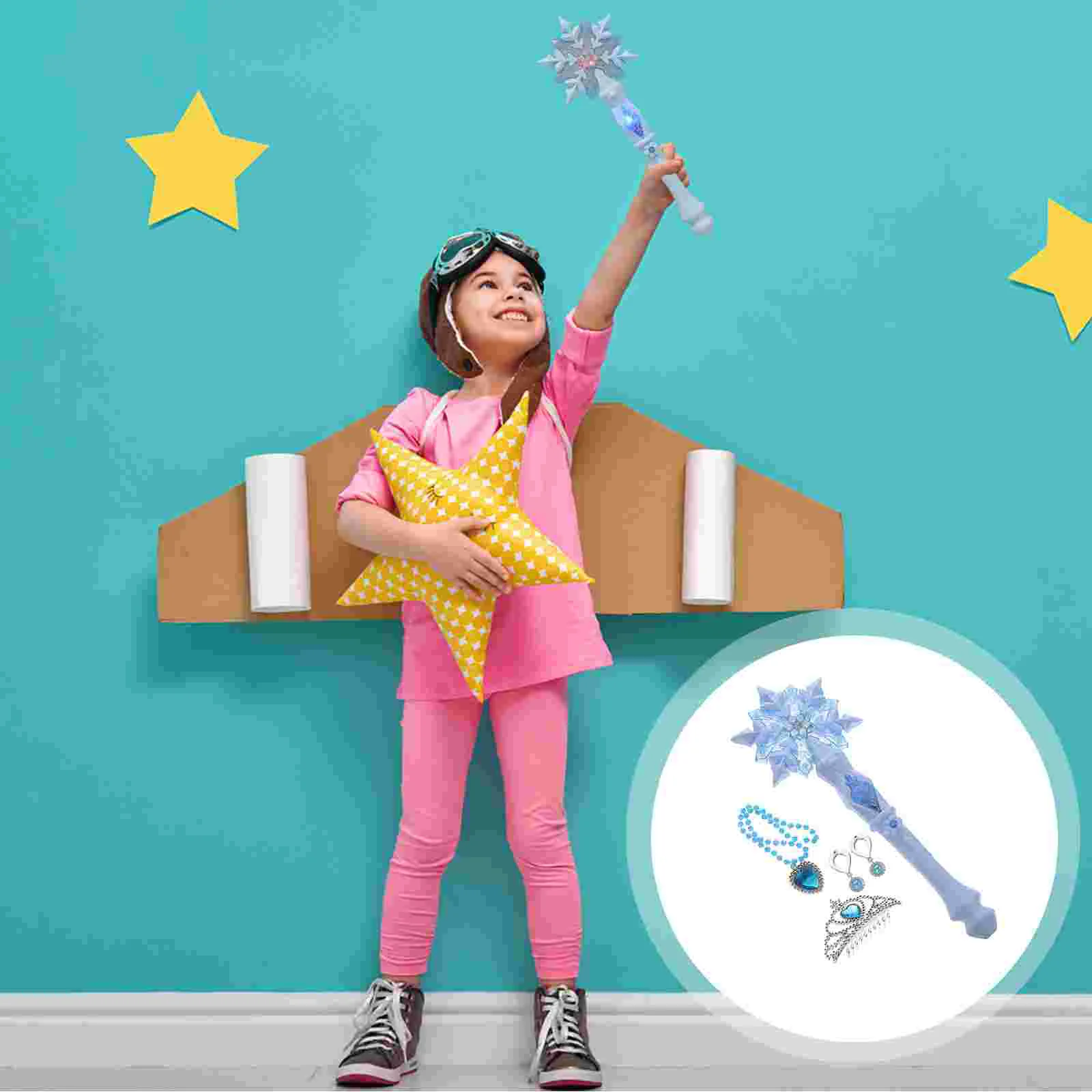 

Princess Toys Snowflake Glitter Stick Bar Flashing Wand Props 32X11X3cm Party Kids Blue Plastic Glow Child