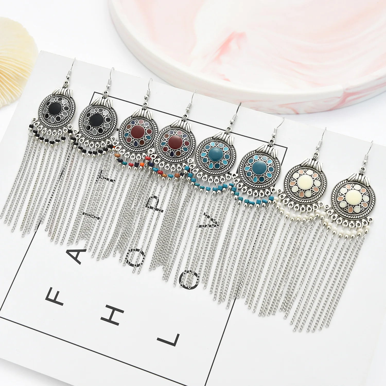 

New 2022 Bohemian vintage chain Long tassel earrings